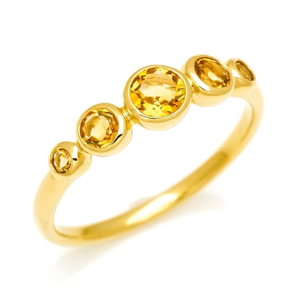 マ*ー様 シトリン 18K リング 15号〜16号 レア】ヴィンテージ✨️シトリン 18K リング 15～16号 透け